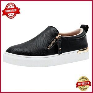 Women's Slip-On Sneakers with Arch Support & Side Zipper